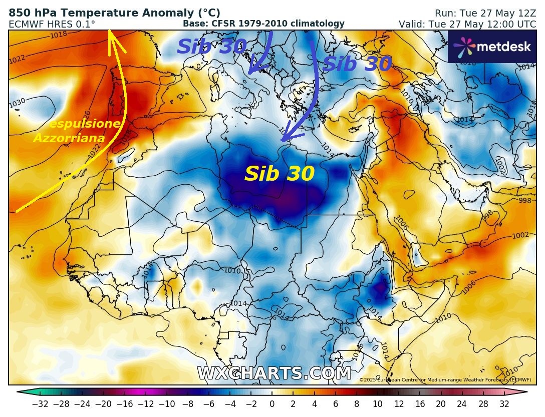 Dedicato all’ANALISI della GRANDEUR di MADRE
NATURA e sue MANOVRE iper ANOMALE ed INUSUALI…
Vi diamo ancora corretta INFO METEO, di
cio’ che NON vi sara’ mostrato, osservate in questo
ultimo DUAL fisico numerico, quanto di ECLATANTE
ed ANOMALO avviene, anche sull’AFRICA ed a fine
MAGGIO, abbiamo persino Deflusso del SIB 30, che
anche lui puntualmente, da l’ASSALTO al NORD AFRICA,
INCREDIBILE ma VERO !! Ma se NON lo mostriamo
noi, nessuno al solito ne parlera’, NON conviene