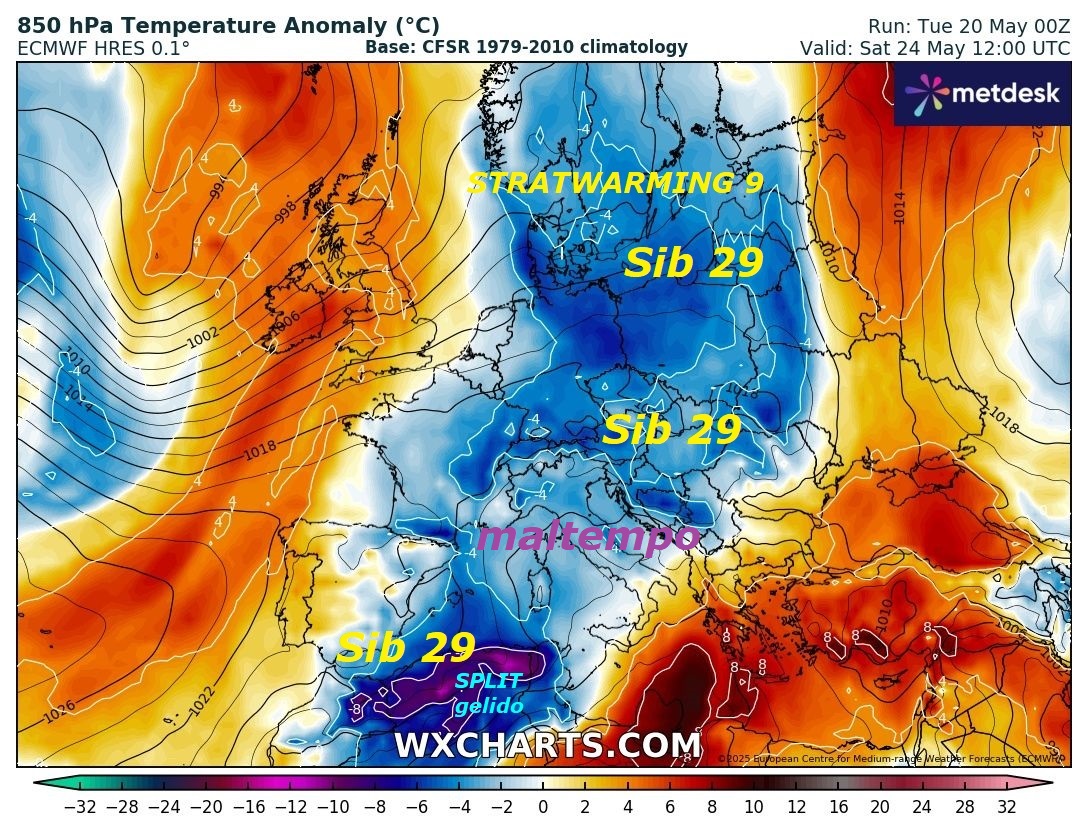 POST ed un  TEST, per il nostro SITO WEB del METEOSAT, dedicato all’ANALISI del TREND di MAGGIO, mega ANOMALO
e BALORDO, del tutto INDECOROSO per l’ITALIA, con MANOVRE
ancora di stile simil INVERNALE, da EST…