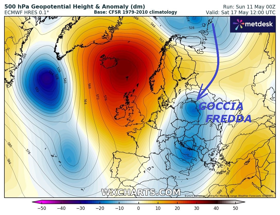 FLASH dedicato all’ANALISI della LONGEVA ed iper
ANOMALA FALLA ad EST 2025, molto PEGGIORE del 2024…
Proponiamo un’ultima SETTIMINA by ECMWF Europeo, 
dove si evidenzia e si dimostra, quanto vi abbiamo
detto da un paio di settimane, questo sino al
Giorno 25 MAGGIO, con un TREND di MAGGIO super ANOMALO,
BALORDO ed in TILT, proprio un RECORD STORICO,
ma NON sperate che altrove venga detto o mostrato…