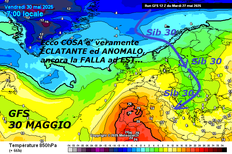 FLASH dedicato all’ANALISI della VERA METEO,
proponiamo questa ultima TRIADE by GFS Americano,
per percepire, al REALE, il valore Termico della nuova
ESPULSIONE sub TROPICALE, quindi siamo
OBBLIGATI a mostrare le TEMPERATURE ISOTERMICHE
al geopotenziale di 850 hPa, che regolano le 
TEMPERATURE su di noi ed al SUOLO…