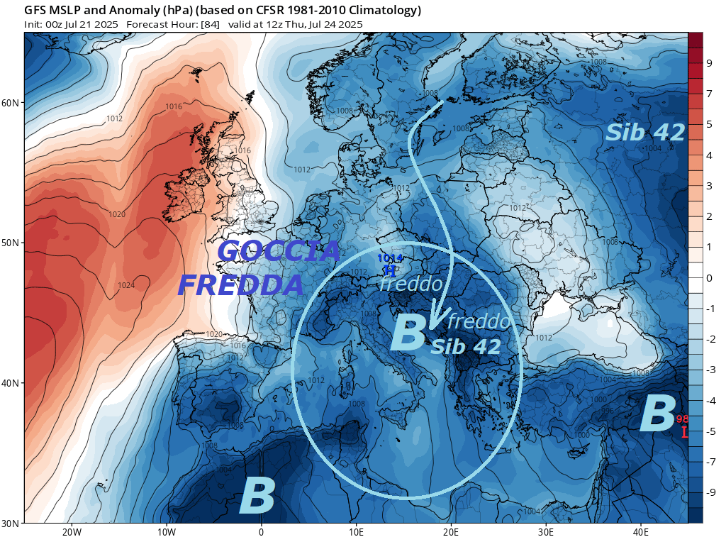 Dedicato all’ANALISI e RESUME’ del mega
BREAK FREDDO, che manda LUGLIO in completo
TILT ed ANOMALO, mentre l’ESTATE 2025 va in K.O.
Eccoci ancora con le ANOMALIE ISOBARICHE della
PRESSIONE sul livello del MARE, che servono
per capire le ROTTE ed i SENTIERI di MADRE NATURA