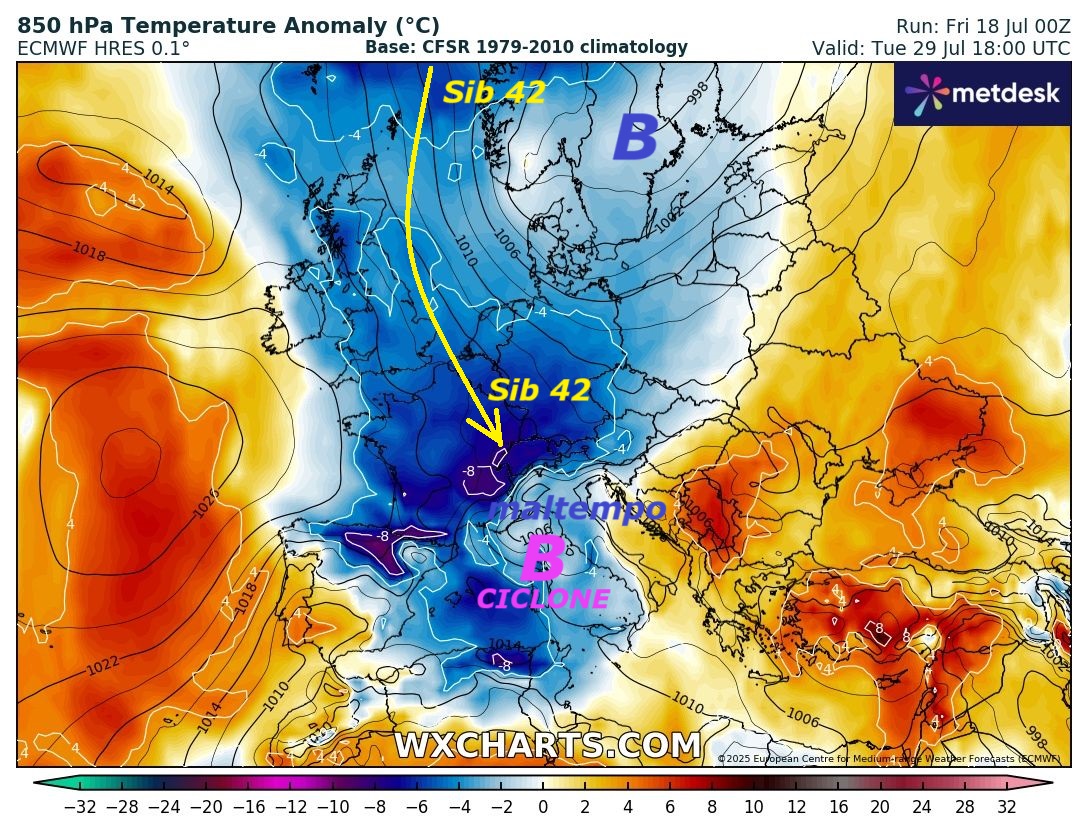 Dedicato all’ANALISI del mega BREAK del FREDDO,
che manda proprio in TILT il mese di LUGLIO, ma anche
l’ESTATE in un vero K.O. STORICO, MAI vista una
COSA simile sull’ITALIA nel CUORE dell’ESTATE…
Ancora nostre vetuste INFOS METEO, di oltre
una Decade tutte VALIDATE, en plein –
Percepite in questo ultimo CAROSELLO Deterministico
by ECMWF Europeo, quale COLOSSALE RAFFICA di IMPULSI del FREDDO
sprofonda sull’ITALIA e manda proprio in K.O. l’ESTATE,
sino al 31 LUGLIO, una vera lezione di MADRE NATURA