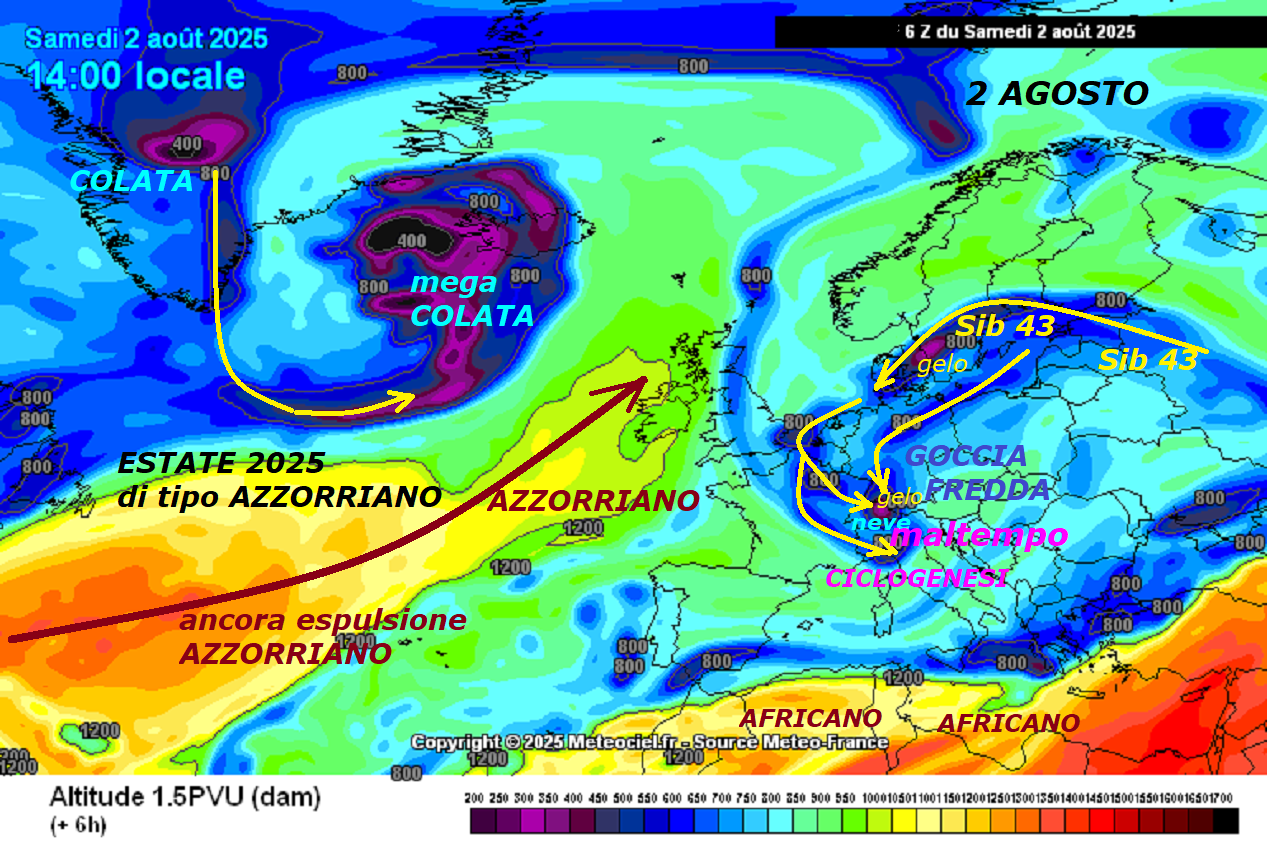Dedicato all’ANALISI e RESUME’ della VERA METEO,
vogliamo REALMENTE sapere quello, che succede sopra
la nostra TESTA ? Allora alziamo gli occhi verso
il CIELO, verso le PIEGHE GELIDE della TROPOPAUSA,
sono loro che tracciano le ROTTE ed i SENTIERI
del FREDDO, quindi anche dello stesso JET STREAM o
Corrente a GETTO, che segue queste PIEGHE con
matrice dal VORTICE POLARE o meglio dalla STRATOSFERA –
da loro hanno origine tutti gli EVENTI che subiamo, CICLONI,
TIFONI, URAGANI, SUPERCELLE, TEMPORALONI, TORNADO…
