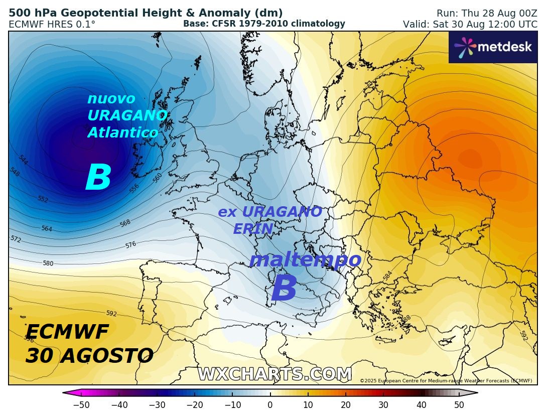 Dedicato all’ANALISI della VERA METEO,
un nuovo URAGANO ATLANTICO in ROTTA verso l’ITALIA…
dal Giorno 30 AGOSTO, altroche’,
con nostre INFOS METEO precoci, ancora VALIDATE –
Ecco come ancora si prolunga il FLOP
dell’ESTATE 2025, anche in SETTEMBRE, stiamo
vivendo momenti veramente STORICI e CAOTICI,
con il PROTAGONISMO assoluto del VORTICE POLARE,
anche in ESTATE, esso e’ troppo MALATO ed a PEZZI,
ma questo NON viene citato –