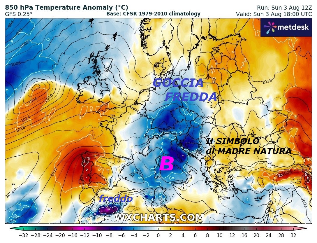 Dedicato all’ANALISI della VERA METEO e
le sue REALI DINAMICHE, che affermano…
Siamo sotto un BREAK STORICO ed EPOCALE
del FREDDO, che persiste da un decina
di Giorni, con anche sua GOCCIA FREDDA,
con contenuto di FREDDO ARTICO, in quota,
che ha mandato il CUORE dell’ESTATE in TILT,
siamo senza nemmeno il SOLLEONE…
MAI successo un debortante ed INSOLITO Evento