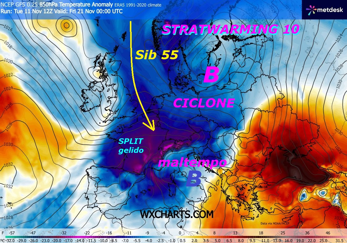 Dedicato all’ANALISI del nuovo STRATWARMING 10,
con il VORTICE POLARE o POLO NORD troppo MALATO
e DISASTRATO ancora, ecco  il CAOS che ne deriva…
Prende sempre piu’ FORMA questa DINAMICA super
ANOMALA di un SIB 55, contenuto ARTICO e SPLIT GELIDO,
capace di colpire ancora l’ITALIA in questo modo
buona visione