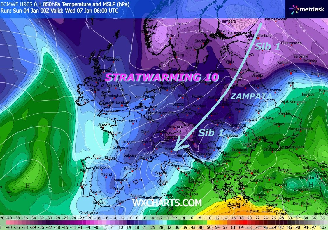 Dedicato all’ESPLOSIONE del LOBO SIBERIANO,
causata dallo STRATWARMING 10, in ATTO e suoi effetti –
Eccoci con un ultimo PENTAGONO fisico numerico
by ECMWF Europeo, in perfetta SINTONIA con nostre
vetuste INFOS METEO, subiamo un ASSALTO del SIB 1
travolgente, con INVERNO TOSTO e LONGEVO, ha
dello storico, ma adesso altri ne diventano i PIONIERI,
purtroppo avviene da 15 Anni…
Percepite come siamo gestiti da un BLOCCO CONTINENTALE
con matrice da ORSO RUSSO SIBERIANO, veramente
la FALLA ad EST e’ semplicemente ECLATANTE, MAI vista
una cosa del genere, anche in AGOSTO, abbiamo avuto
ben 2 LONGEVI BREAKs del FREDDO da EST, chissa’ se
lo ricorderete, i piu’ fedeli nostri FANS di sicuro –
Denotate come siamo ancora sotto ZAMPATA del SIB 1,
diciamo che le opere di MADRE NATURA sono piu’
che VIGOROSE, molte altri dettagli minuziosi
sono ancora nei nostri precedenti POST