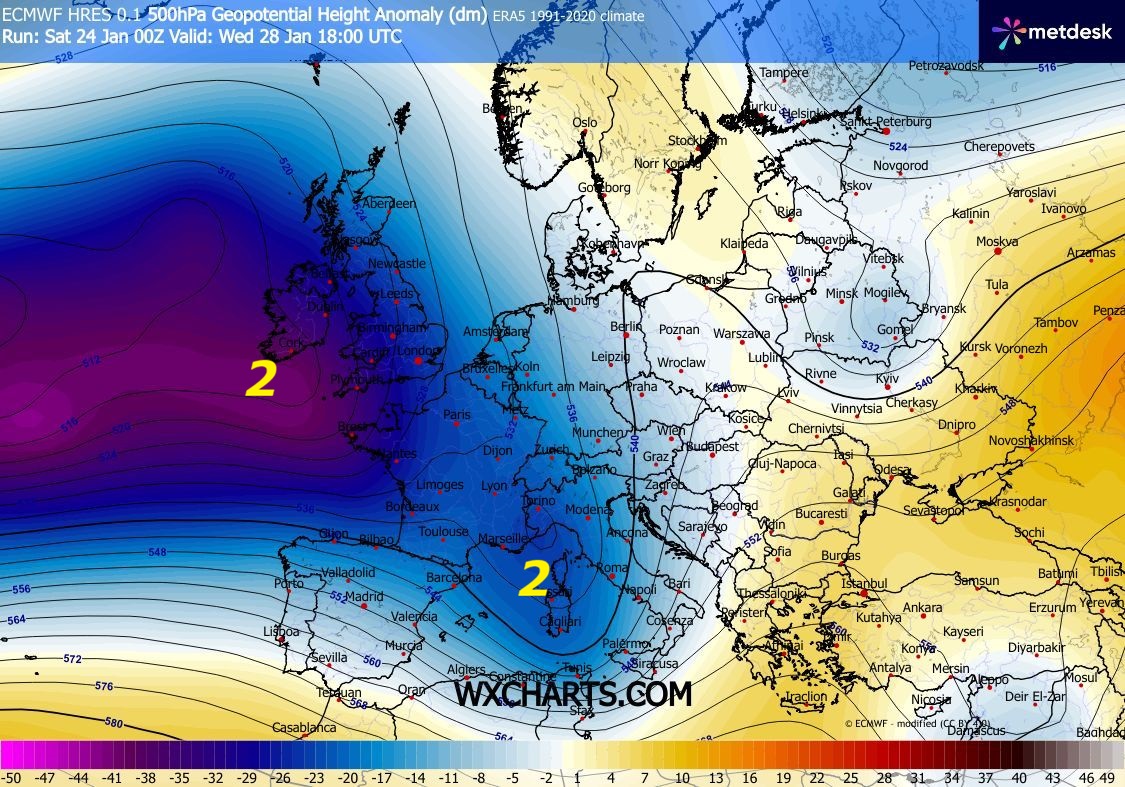 Dedicato allo STRAPOTERE dello STRATWARMING 10,
con anche ECMWF Europeo, che delinea una
STORICA RAFFICA di 5 IMPULSI di MALTEMPO, FREDDO, NEVE,
PERTURBAZIONI, PIOGGE, NUBIFRAGI, che potrebbe arrivare
sino al 7 FEBBRAIO, beh cosi sarebbe veramente TROPPO –
Comunque TUTTO questo equivale a dire,
che anche FEBBRAIO avra’ un comportamento
ANOMALO e molto BALORDO, la colpa e’ del VORTICE
POLARE troppo DISASTRATO dall’effetto dello STRATWARMING 10,
che va molto in avanti…
Lo scorso ANNO, se vi ricordate bene, anche
la PRIMAVERA 2025 NON era PERVENUTA, era stata
molto ANOMALA e DINAMICA per il FREDDO, come
poi e’ avvenuto per le ultime 5 PRIMAVERE,
la causa ancora gli STRATWARMING in ATTO, di
tipo MAJOR, che arrivano ad avere effetti sino a MAGGIO,
meglio sapere queste COSE…