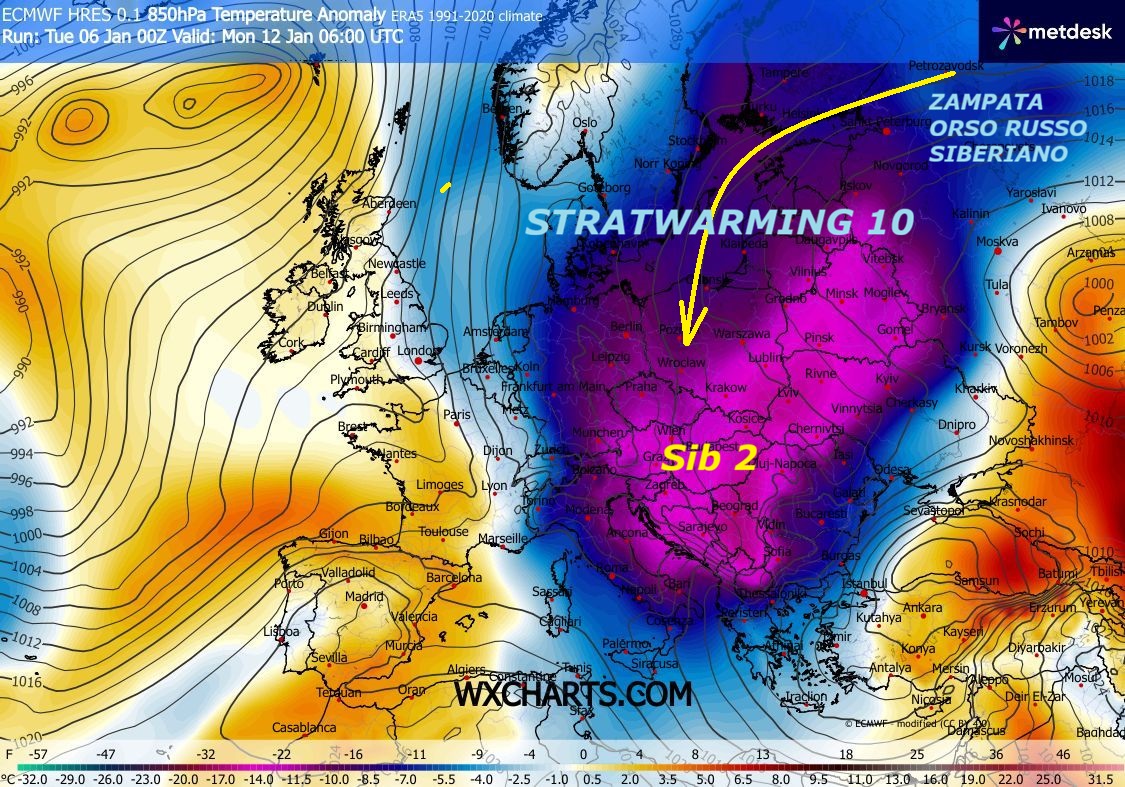 Dedicato allo STORICO quadro INVERNALE
in cui sprofonda anche l’ITALIA…
previsto con certosino anticipo e SCIENZA –
Una vera APOTEOSI del VORTICE POLARE ed dello
STRATWARMING 10, che purtroppo anche quest’Anno,
viene INNOMINATO, in quanto un figlio di MADRE
NATURA – Ancora diciamo la VERITA’, oramai
il POLO NORD esplode in continuo,
il FREDDO, il GELO, la NEVE ne esistono
persino TROPPO, infatti da mesi siamo in
RECORD anche di GELO e NEVICATE nell’EMISFERO NORD –
Osservate che nuovo BOTTO d’ARTIFICIO propone
anche ECMWF Europeo, con il seguito del nuovo SIB 2 –
Siamo sprofondati in un INVERNO impensabile
di FREDDO ed anche di GELO, NON pensavamo
ad un ritornante SIB 2 con sua ZAMPATA da ORSO –
Eccoci ancora ai MISTERI di MADRE NATURA, alla sua
incredibile FALLA ad EST ed al perdurare dello
STRATWARMING 10, ma sono tutti TEMI che vengono
nascosti volentieri, invece vanno messi in PRIMO PIANO –
Anche il social stesso dovrebbe darci buoni compensi,
per queste INFOS METEO uniche ed IMPORANTI,
che aumentano i loro utenti e le loro VERE conoscenza