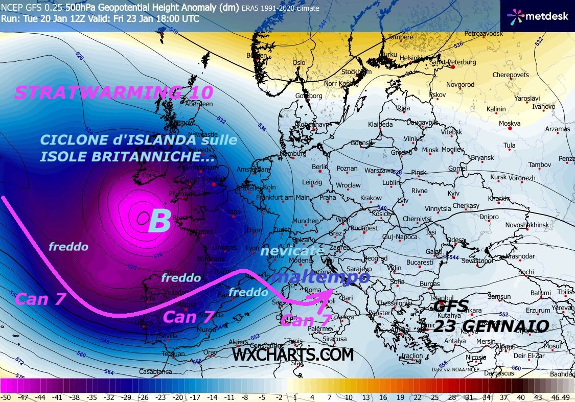 Dedicato all’ANALISI dell’INVERNO
che procede TOSTO, DINAMICO e FREDDO…
Proponiamo questo ultimo POKER fisico
dinamico, per aprire meglio le idee di quello,
che succede REALMENTE e le VERE DINAMICHE
del FREDDO e del VORTICE POLARE, troppo
DEBOLE, MALATO ed a PEZZI, come MAI visto –
Osservate come avremo un DUAL di Canadesi
CAN 7 e CAN 8 molto robusti di GELO,
da COLATE ad OVEST, con poi l’inserimento
in MIX del nuovo SIB 5 da EST…dalla FALLA ad EST –
Questo ve lo mostriamo di nuovo, sebbene
lo conosciate da oltre una settimana, poiché
abbiamo solite fonti, che ora diventano
i nuovi PIONIERI e grandi profeti del nuovo ingente
MALTEMPO, che andra’ in crescendo, con CICLOGENESI,
PIOGGE imponenti, NUBIFRAGI, CICLONI, VENTI
procellosi, con NEVICATE, che tenderanno anche
ad arrivare in PIANURA…