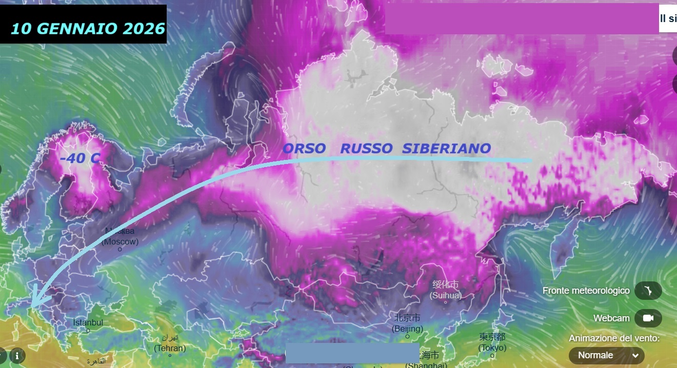 FLASH dedicato allo stato di salute dell’ORSO
RUSSO SIBERIANO, che e’ in ottima FORMA,
gode di OTTIMA SALUTE anche questo INVERNO…
Anzi ha fatto alcuni RECORD, a cominciare
dalla SIBERIA, che ha registrato l’OTTOBRE
piu’ GELIDO e PRECOCE da oltre 100 Anni…
Oggi in SCANDINAVIA il suo Giorno piu’ FREDDO,
con un RECORD di -40 C, come gia’ abbiamo detto,
da 8 Anni la SCANDINAVIA e’ divenuta proprio
una Colonia della SIBERIA, qualcuna laggiu’
purtroppo e’ caduta in disgrazia,
NON se ne sente piu’ parlare,
la gente NON si aspettava una cosa del genere,
NON ne possono proprio piu’ di INVERNI PRECOCI
e cosi da RECORD di GELO…
Ricordando ancora, che l’EMISFERO NORD e’
sotto eclatante RECORD di accumuli di NEVE e di GELO,
persistente al suolo, secondo noi il FREDDO,
il GELO, il VORTICE POLARE sono persino troppo ESISTENTI,
voi cosa ne pensate ?