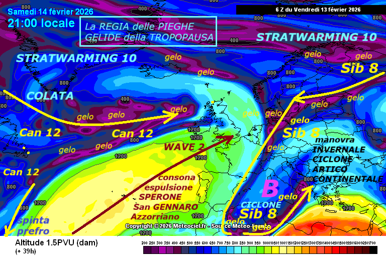 Dedicato alla solenne REGIA delle PIEGHE
GELIDE della TROPOPAUSA, ovvero i PEZZI di POLO
NORD allo sbando, che invadono l’EMISFERO NORD…
Guardatene quanti ce ne sono per Domani,
siamo proprio invasi, lo STRATWARMING 10 ne
e’ il padrone assoluto, ecco da dove deriva
l’immane CAOS sopra la nostra TESTA –
Osservate come si genera il SIB 8 da EST,
come si forma il CICLONE di contenuto ARTICO CONTINENTALE,
NON e’ ATLANTICO, come si insiste in sedi inadeguate –
Osservate anche, come si genera la consona
ESPULSIONE dello SPERONE miracoloso di SAN GENNARO, WAVE 2,
complice la SPINTA PREFRONTALE del GELO della
Groenlandia, con una COLATA del CAN 12, tutto
come da copione di una decade fa –
Se lo capirete, l’EMISFERO NORD e succube di
troppi PEZZI e SPLIT di GELO, osservate gli
indici violacei, ce ne sono persino troppi –