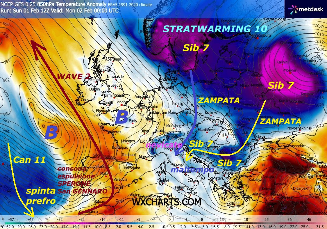 Dedicato al RESUME’ delle ROTTE della VERA METEO,
eccoci COSA succedera’ sulla nostra TESTA
nei prox Giorni, sono ancora effetti del
precoce STRATWARMING 10, che persevera a devastare
e rendere MALATO, il nostro VORTICE POLARE,
in modo ancora STORICO ed ANOMALO –
Osservate come risentiremo anche del SIB 7 ad
Oriente, sempre con matrice dall’ORSO RUSSO
SIBERIANO, che ha completamente SURGELATO l’Oriente,
con RECORD, ancora la FALLA ad EST troppo DINAMICA –
Nel Terzo MODELLO potete anche carpire, ma
sembra che in diversi NON ci arrivino, come
la SPINTA PREFRONTALE del CAN 11, sia la regista
della consona ESPULSIONE dello SPERONE di San GENNARO
o WAVE 2 Azzorriana, senza il GELO della GROENLANDIA,
proprio NON accadrebbe tutto questo ed il sub TROPICALE
rimarrebbe nel suo HABITAT…