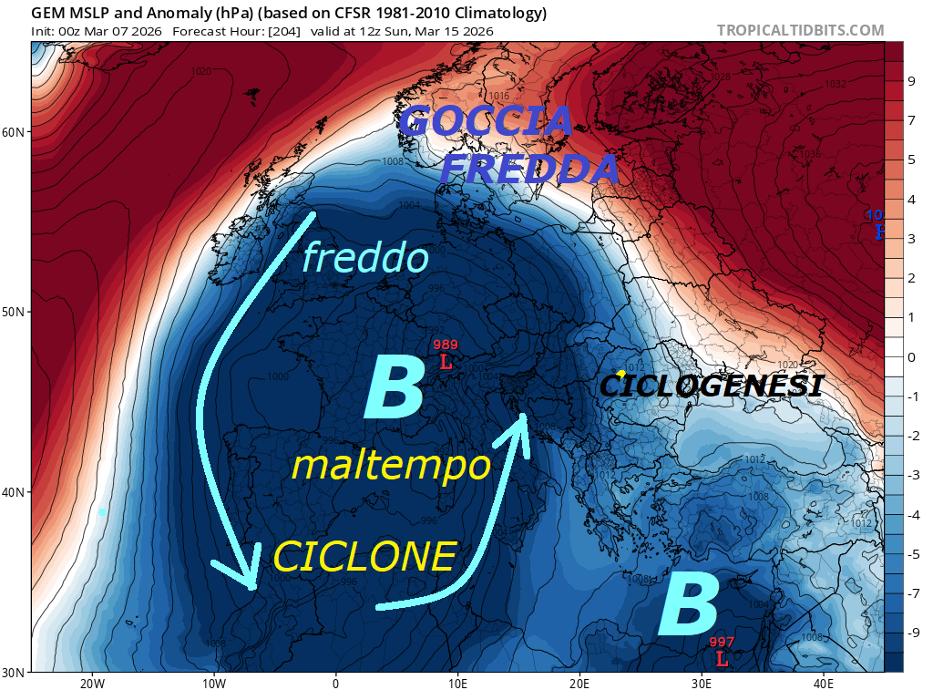 Dedicato all’ANALISI, che persevera un TREND
NEGATIVO sull’Area MEDITERRANEA…
Ce ne siamo tutti accorti, che fa ancora
FREDDOLINO, ovvero della mega HP AFRICANA,
con contenuti ESTIVI, proprio NON esiste niente,
sul MEDITERRANEO –
Ma diversa gente, NON comprende i MODELLI by NOAA –
Siamo con un TREND troppo UMIDO e BALORDO, che
continua ad andare avanti, di origine ATLANTICA,
infatti osservate, anche il NORD AFRICA
e’ in vistosa ANOMALIA NEGATIVA, quindi di
AFRICANO NON abbiamo traccia…
Vi diciamo, che continuiamo ad essere filtrati,
NON e’ possibile continuare cosi, NON riceviamo
risposte, voi cosa fareste ?
Si delinea un grosso CAMBIAMENTO intorno
al 12 MARZO, con una nuova importante CICLOGENESI,
con formulazione di una GOCCIA FREDDA e suo CICLONE,
con grosso MALTEMPO, NUBIFRAGI e NEVICATE –
Per questo scopo NON esiste niente di meglio,
che studiare le ANOMALIE ISOBARICHE della pressione
sul livello del MARE, eccole