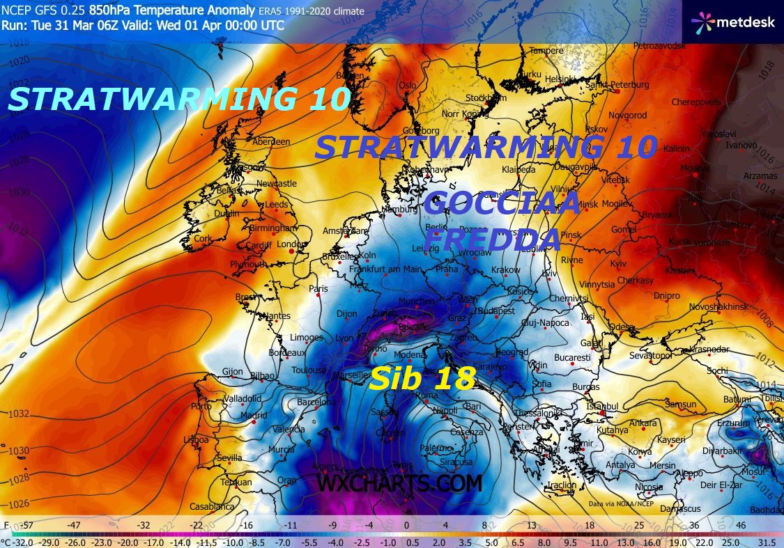 Dedicato ancora al VORTICE POLARE troppo DISASTRATO 
e MALATO, lanciamo proprio un GRIDO di ALLARME…
siamo gravemente spaventati, tanto piu’ che
un certo tipo di METEO lo nasconde o lo
interpreta all’OPPOSTO, su persone meteo DIGIUNE –
Sarebbe anche ora di piantarla, di dire BUGIE
e nascondere l’opera indiscussa di MADRE NATURA –
Percepite in questo ultimo DODECANNESO by GFS Americano,
come si dimostra, che lo STRATWARMING 10 e le
PIEGHE GELIDE della TROPOPAUSA siano i REALI
PROTAONISTE del CAOS, che imperversa sull’EMISFERO NORD –
Ancora una MIRIADE di IMPULSI FREDDI o SPLIT, che
si distaccano dal POLO NORD e piombano su EUROPA, ITALIA,
MEDITERRANEO e NORD AFRICA, agitando anche gli
SBUFFI di SPRUZZI dell’Oceano sub TROPICALE di sotto Casa –
Siamo un un perido STORICO di SQUILIBRIO METEO, ancora
causato dallo STRATWARMING 10, ormai si puo’ dire
che sara’ la 6 sesta PRIMAVERA di fila NON PERVENUTA,
ne conoscete le cause e le Dinamiche, ancora MADRE NATURA
e troppo IRRITATA che NON venga riconoscita ed
INNOMINATA anche lei, nelle sue continue opere
al di sopra degli uomini convinti, eccole ancora,
qiesti sono i suoi INFINITI MISTERI,
il FREDDO ed il VP esistono e forse persino TROPPO…