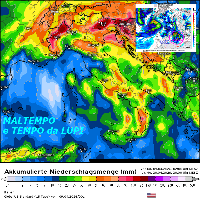 Dedicato al grande EXPLOIT di MADRE NATURA,
che proprio MAI si dimentica di noi, va rispettata…
Eccoci alla RISULTANTE dell’affondo del FREDDO
del CAN 27, una COLATA dalla GROENLANDIA,
che da l’ASSALTO ad EUROPA, ITALIA, MEDITERRANEO
e NORD AFRICA, con formulazione anche
di una importante GOCCIA FREDDA, che causa severa
CICLOGENESI, MALTEMPO, FREDDO, PIOGGE e NUBIFRAGI,
con consueti episodi, oramai troppi, di TEMPO da LUPI –
VI informiamo, che potremo presto smettere di
PUBBLICARE sul social FB, poiche’ esistono
seri problemi di FILTRAGGIO e limitazioni
sul nostro PROFILO, dopo 15 anni di onesto
e utile lavoro divulgativo, tutto per colpa
di HACKER che ci volevano rubare anche la pagina…
Questo ancora un POST dedicato alla PREVENZIONE
ed al RISCHIO IDROGEOLOGICO, che sono le
cose piu’ IMPORTANTI e fondamentali, per la
vera Meteorologia, per questo motivo studiamo
i SENTIERI FREDDI, in primis, che sono gli
artefici e registi delle PERTURBAZIONI e del MALTEMPO…
Siamo in un TREND ancora ANOMALO e BALORDO, proprio
all’OPPOSTO della HP ad Oltranza, che viene in continuo
propinata, si scriveva, che NON sarebbe nemmeno piu’
PIOVUTO e tantomeno NEVICATO, invece ancora troppo
MALTEMPO e TILT, ben distribuito anche sull’ITALIA, 
ma tutto adesso viene di nuovo copiato, altri
diventano PIONIERI anche di questi EVENTI eclatanti