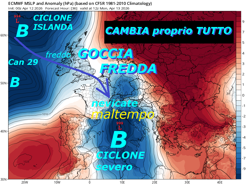 Dedicato all’ANALISI che proprio CAMBIA TUTTO,
ancora un DRASTICO Cambiamento del CLIMAT e Meteo,
previsto, con largo anticipo, SOLO sul nostro Sito…
Ma adesso ci viene al solito ricopiato, meglio
dire rubato, da altri, che ci avevano IMPOSTO
soltanto HP AFRICANA ad OLTRANZA ed ESTATE in arrivo,
sono proprio quelli dei DESERTI ritornanti, in
tutto l’Anno, che diffondono NON piove piu’,
NON nevica piu’, invece adesso diventanto i nuovi PIONIERI
degli EVENTI, del MALTEMPO e del FREDDO, che li causa,
possibile avere una Meteo cosi RIBALTONA,
BALLERINA e con FLOP continui, poi invece sono pubblicati
nelle TV e su tutti i motori di NEWS METEO nazionali ?
Comunque sono le persone, che dovrebbero fare CAMBIARE,
sul serio, queste cose, con i motori di METEO compresi…
NON finisce ancora il TREND BALLERINO e BALORDO
delle Stagioni, prevale il CAOS continuo del
nostro VORTICE POLARE, che si ripercuete continuamente
anche sulla METEO, ecco cosa causa la COLATA GELIDA del CAN 29
dalla GROENLANDIA, ancora persino in APRILE…