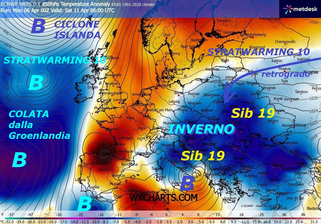 Dedicato all’ANALISI, ritorniamo in INVERNO,
queste sono le COSE veramente ECLATANTI ed ANOMALE…
Mai visto un perdurare di MANOVRE INVERNALI,
a questi livelli e cosi replicanti, sembra
che NON vogliamo piu’ uscire dell’INVERNO, qualche
giorno fa persino NEVICATE per 3 giorni consecutivi,
con mega RECORD Primaverile di NEVE sull’APPENNINO,
piu’ grande di sempre, con accumuli di oltre 3 metri e mezzo,
ma dove andiamo a finire, il problema e’ che si dice,
il FREDDO NON esiste e tantomeno il VP MALATO,
ma si diffondono continue leggende e bugie ad HOC –
Invece sono ancora tutte cause dello STRATWARMING 10
ed infiniti IMPULSI FREDDI, che si distaccano
dal POLO NORD troppo MALATO, che invadono EUROPA, ITALIA,
il MEDITERRANEO in modo abnorme ed ANOMALO,
sino al NORD AFRICA, che oramai e divenuto
un TERMINAL di SPLIT GELIDI, come sui MODELLI,
ma nessuno dice niente, anzi si spacciano ancora AZZORRIANI
da Ovest, come AFRICANI trovolgenti –
Ma osservate, come malgrado la solita ESPULSIONE dello
SPERONE di SAN GENNARO o WAVE 2, di cui l’ITALIA e’ la
pricipale schiava e PRIGIONIERA, abbiamo MADRE NATURA
a renderci di nuovo un gran DONO, con il nuovo SIB 19 e la
sua ZAMPATA ripetitiva dalla FALLA ad EST, esuberanti di numero
in questo 2026, avremo ancora ARTICO CONTINENTALE
in manovra super INVERNALE, verso anche l’ITALIA…