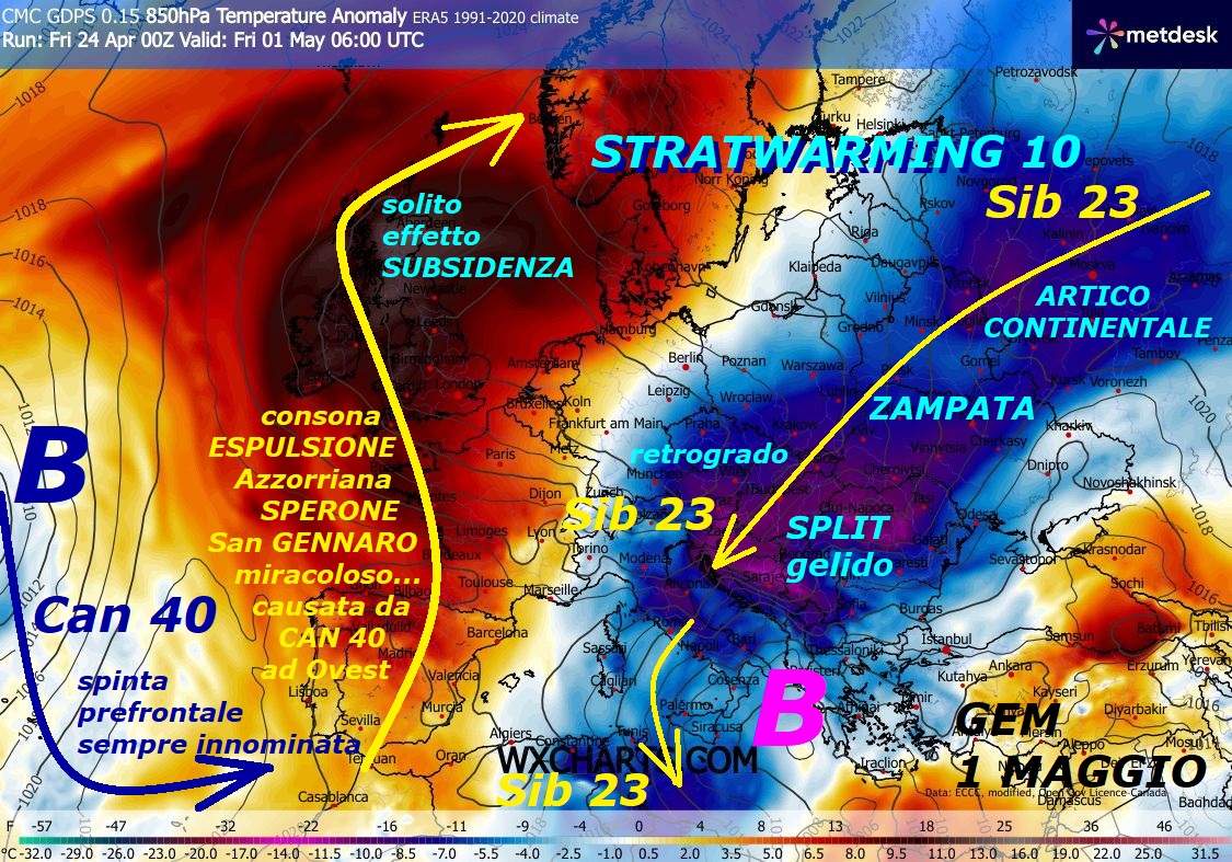 Ancora OPERE e REGIE di MADRE NATURA, con il SIB 23 di estrazione dall’EPOCALE ORIENTE, altra mega ZAMPATA causata dallo STRATWARMING 10, per i nostri ABBONATI
Per i nostri ABBONATI, anche se in DIVERSI NON pagano ancora la quota di iscrizione, NON premiano anche la nostra NEWSLETTER e le nostre PREVISIONI…
apr 24, 2026

FLASH dedicato al nuovo EVENTO ORIENTALE del SIB 23,
ancora una ZAMPATA RETROGRADA inverosimile, al 1 MAGGIO,
con il pensiero by GEM Canadese, ancora FREDDO ANOMALO
dalla FALLA ad EST…incredibile ma VERO –
Con proprio l’EST EUROPEO compreso e RUSSIA,
che hanno ricevuto uno degli INVERNI piu’ FREDDI
degli ultimi TEMPI, ma nessuno ve lo dira’-
Osservate ancora gli INCREDIBILI effetti dello
STRATWARMING 10 ed il VORTICE POLARE gravemente MALATO,
come proprio NON si e’ MAI Visto,
con l’ORIENTE ancora in RECORD di
GELO e NEVICATE, le opere di MADRE NATURA sono
piu’ GRANDI ed ECLATANTI delle mani degli Uomini,
ma NON viene detto –