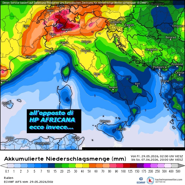 FLASH dedicato all’esame che NESSUNA HP AFRICANA

ad Oltranza e’ presente sull’ITALIA, trattasi di

ESPULSIONE dello SPERONE SAN GENNARO o WAVE 2,

con sua origine AZZORRIANA ad Ovest e

quindi ATLANTICA, siamo ancora sotto le mani di MADRE

NATURA e sua SUBSIDENZA adiabatica, che schizza fuori

da Ovest e con sue INFILTRAZIONI di umidita’,

quindi le nostre le INFOS METEO ben centrate, questi

ne sono ancora gli effetti…

Mentre solite fonti deludenti, va detto, si sono gia’

impadronite delle foto e dei video del MALTEMPO,

diventano Padroni di cio’, che NON conoscevano e negavano,

come poi avviene di spesso, lo ripetiamo, siamo

sotto AZZORRIANO e molto deludente, anche con MALTEMPO,

mentre il VORTICE POLARE con il suo FINAL STRAWARMING 10

sono i PROTAGONISTI indiscussi di questo super ANOMALO quadro
