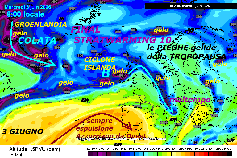 FLASH dedicato all’ANALISI delle ROTTE del FREDDO

della VERA METEO, con il VORTICE POLARE proprio a Pezzi…

Eccoci ancora alle prese con un PAIO di ROUNDs

di IMPULSI del FREDDO, ancora anticipati

soltanto sul nostro sito, all’OPPOSTO poi della

HP AFRICANA ad OLTRANZA e rovente, che veniva divulgata –

Percepite come siano le PIEGHE GELIDE della TROPOPAUSA,

che hanno matrice dal VORTICE POLARE, super disastrato

anche dal FINAL WARMING 10, ad essere le PROTAGONISTE

indiscusse del GELO e del FREDDO, da cui si generano

TUTTI gli EVENTI, che conosciamo…

ESPULSIONI sub TROPICALI comprese, ma NON citate