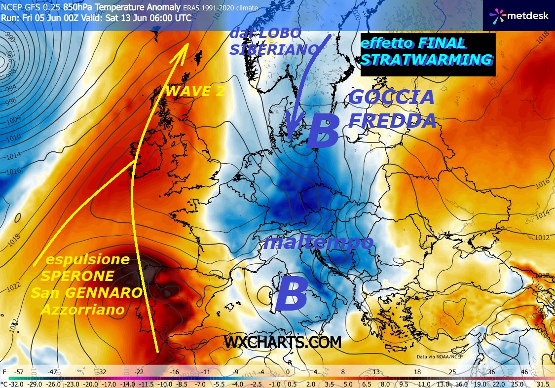 SENSAZIONALE, il mese di GIUGNO si protende a diventare STORICO e da RECORD, con troppi PEZZI di POLO NORD a spasso nell’EMISFERO NORD, un grande MISTERO –
Dedicato allo STRAORDINARIO TREND di GIUGNO,
che ha tendenza a diventare STORICO, iper ANOMALO
e BALORDO, con troppi IMPULSI FREDDI…
Potrebbe proprio diventare un GIUGNO 2026 da RECORD,
come NON si registrava da decenni, la colpa
da imputare ad un VORTICE POLARE troppo MALATO, a Pezzi,
con la fase di FINAL STRATWARMING 10, che si
estende in tutto GIUGNO, sono cose proprio MAI viste –
Il perche’ NON lo conosciamo, sono ancora opere
di MADRE NATURA, meglio dire suoi MISTERI,
al di sopra di tutti, infatti malgrado
il grado in piu’ al suolo, essa regna dall’Alto della
STRATOSFERA, con le sue PIEGHE GELIDE della TROPOPAUSA,
che purtroppo sono poco note e poco mostrate…
Invece che un GIUGNO iperbolico con HP ad OLTRANZA Africana,
che veniva presentata ovunque, seminando TERRORE
ed ANSIA, invece andiamo proprio all’OPPOSTO –