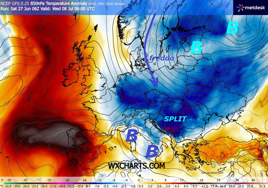 Si delinea una prima DECADE nel CAOS e con troppi IMPULSI del FREDDO, che puntano anche sull’ITALIA –
FLASH dedicato al mega BREAK e FLOP dell’ESTATE,

persino superiore alle aspettative, ovvero

prevale sempre la GRANDEUR di MADRE NATURA…

Questo un ultimo CAROSELLO deterministico

con il pensiero by GFS Americano, che si pone

in SINTONIA con GEM Canadese, anzi tende a

volerlo superare, ma ricordiamoci, che

l’iniziativa e’ partita da GEM e con noi,

l’ESTATE in TRACOLLO con un FLOP inverosimile,

proprio MAI visto a queste date –

Si delinea una prima DECADE troppo invasa

da IMPULSI del FREDDO, con particolare matrice

persino da EST, siamo veramente rimasti impressionati

da queste DINAMICHE, proprio nel CUORE dell’ESTATE –

Lo START si conferma ancora, con il motore

del CICLONE d’ISLANDA, che pone

la prima mossa di TRACOLLO per l’ESTATE,

ancora il pensiero by NOAA ed il sul TREND termico

perfettamente centrati, nelle ANOMALIE,

che poi conoscete da una settimana – Sinceramente

NON sappiamo con questi suoi messaggi, cosa

MADRE NATURA ci voglia dire, ma bisogna conoscere

assolutamente le PIEGHE gelide della TROPOPAUSA,

che causano ancora TUTTO questo