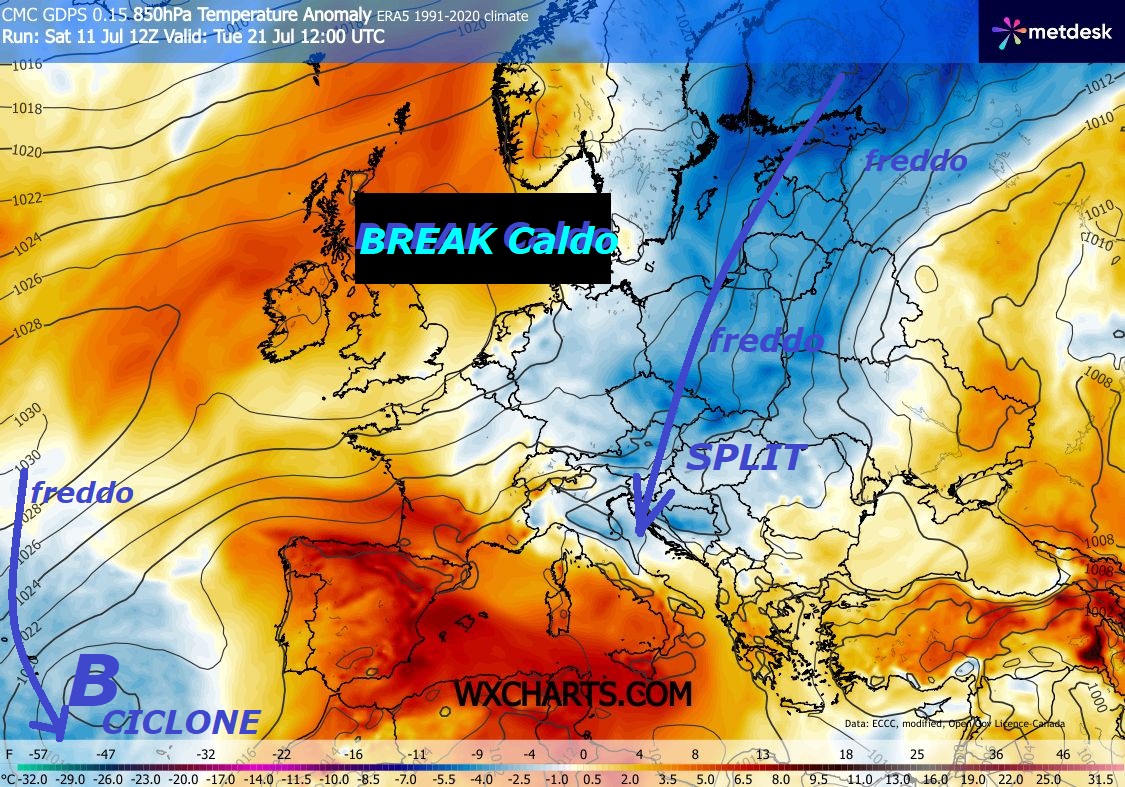 Diciamo SENSAZIONALE, infatti GEM Canadese dal 15 LUGLIO delinea un doppio BREAK del FREDDO, capace di colpire anche l’ITALIA, con CROLLO precoce dell’ESTATE –
Dedicato all’inatteso doppio BREAK con SPLIT
del FREDDO da EST, nel CUORE di LUGLIO…
Proponiamo anche il pensiero by GEM Canadese,
da sempre un nostro FAVORITO, che si dimostra
molto piu’ SEVERO, infatti dal 15 LUGLIO delinea
un BREAK, che potrebbe segnare un CROLLO da EST
dell’ESTATE ancora piu’ LONGEVO – Questi sono
i veri MISTERI di MADRE NATURA, e’ lei poi che
li comanda, va studiata di piu’, se lo merita…
buona visione