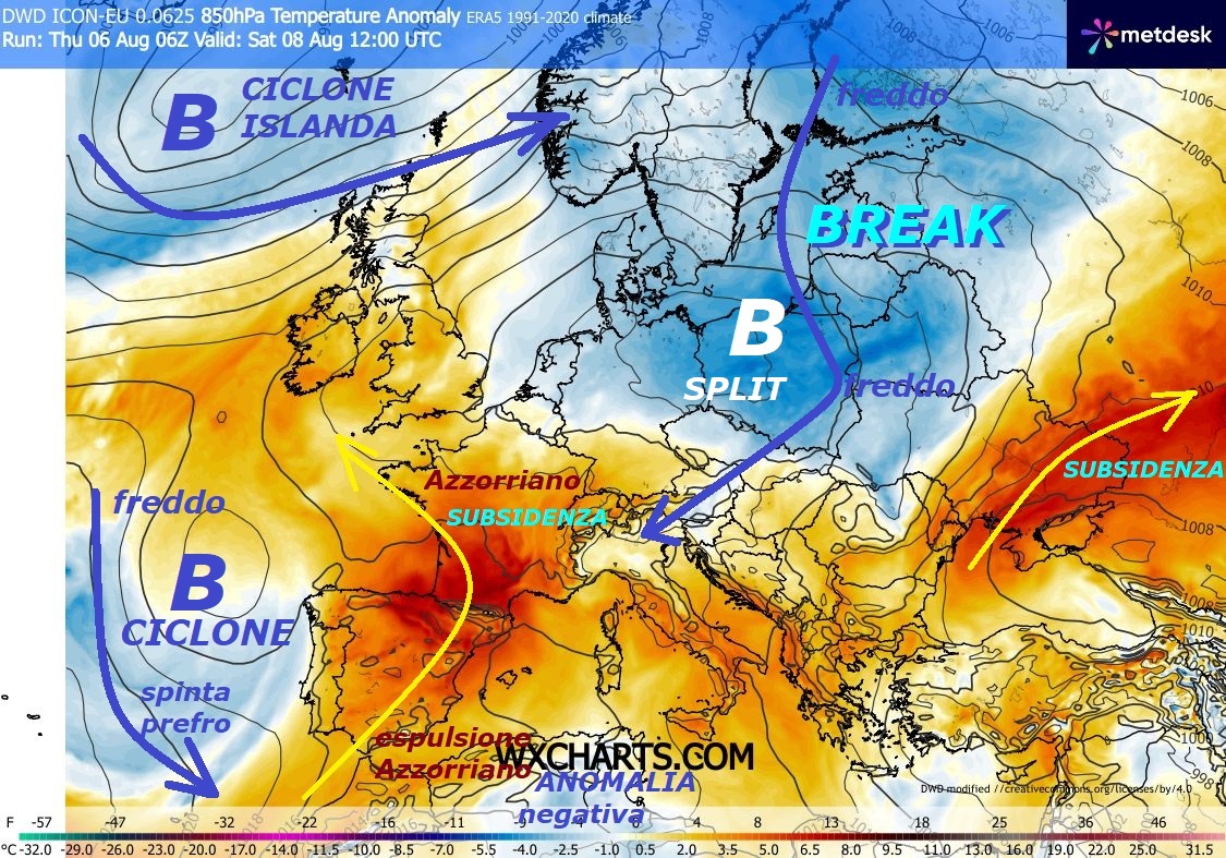 Eccoci al nuovo BREAK ed ancora da EST, con suo SPLIT FREDDO, sono proprio opere di MADRE NATURA e di certo soltanto sue…
ago 06, 2026 –
FLASH dedicato al TREND del nuovo clamoroso BREAK
del FREDDO, ancora da EST, persino nel CUORE dell’ESTATE…
Proponiamo una nostra ultima TRIADE, dove vengono
VALIDATE tutte le Dinamiche di MADRE NATURA,
che generano questo nuovo EVENTO, previsto SOLO sul nostro Sito –
Vi lasciamo a questa ultima TRIADE fisico dinamica,
osservatela attentamente ed imparate a riconoscere
le DINAMICHE e le ROTTE delle PIEGHE gelide
della TROPOPAUSA, che creano questo CICLONI ed
IMPULSI del FREDDO, con SPLI, purtroppo vengono troppo
snobbate o nascoste, poiche’ secondo molti, alcuni
ci vengono anche a disturbare, il FREDDO e’ una leggenda,
invece guardate anche in AGOSTO e poteva andare con
FREDDO piu’ tosto proprio sull’ITALIA –
Dovrebbero spiegare in molti, come…continua