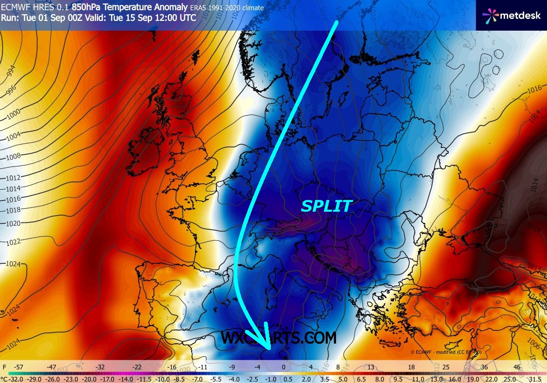 Nuovo importante SPLIT con START dal 9 / 10 SETTEMBRE, matrice dal CICLONE SCANDINAVO, con EMISFERO SUD in tracollo TERMICO da Record, cosa sta succedendo un MISTERO…by ECMWF –
Dedicato allo STUDIO del TREND di SETTEMBRE,
anche ECMWF Europeo, come GEM, si protende ad individuare
un poderoso ROUND FREDDO, intorno alle Date 9 / 10 SETTEMBRE –
Siccome il nostro impegno…continua